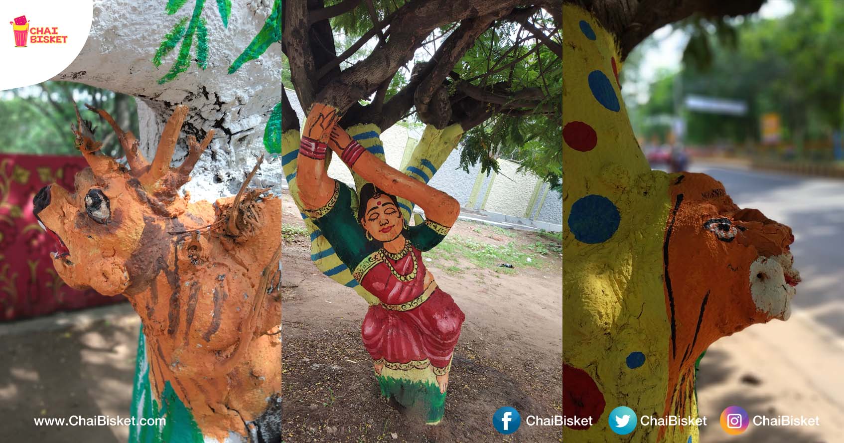 Everyone Will Fall In Love With These Pics Of Beautifully Painted Trees Of 'Kakinada'