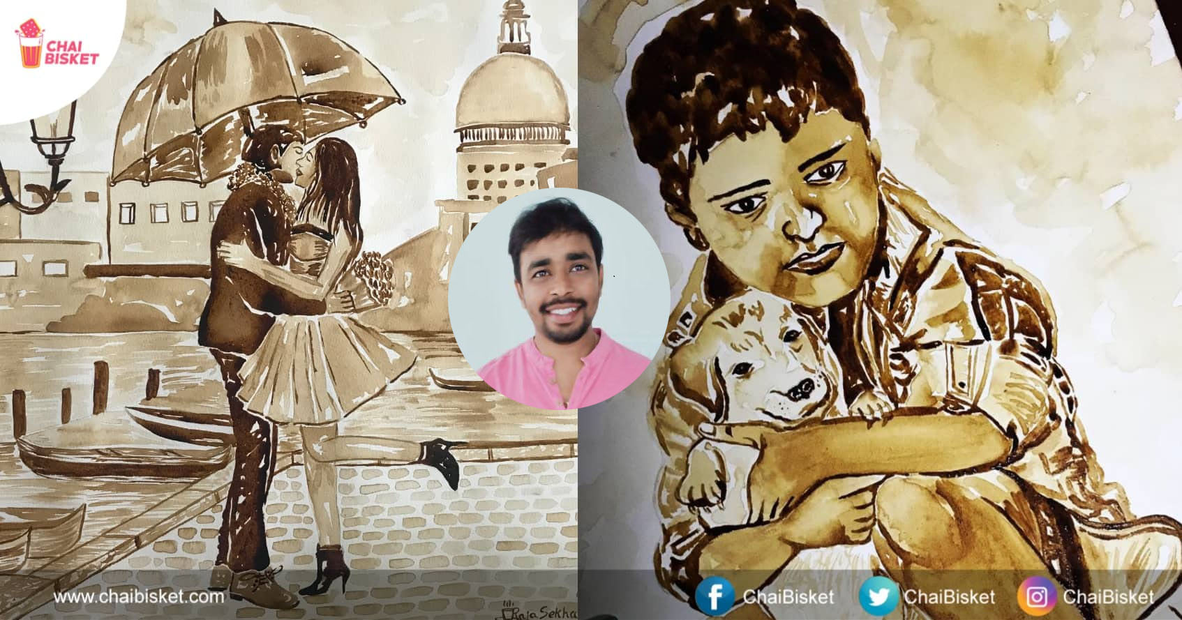 Coffee Art : Meet Raja Sekhar, A Hyderabadi Artist Who Uses Only Coffee To Make Stunning Art