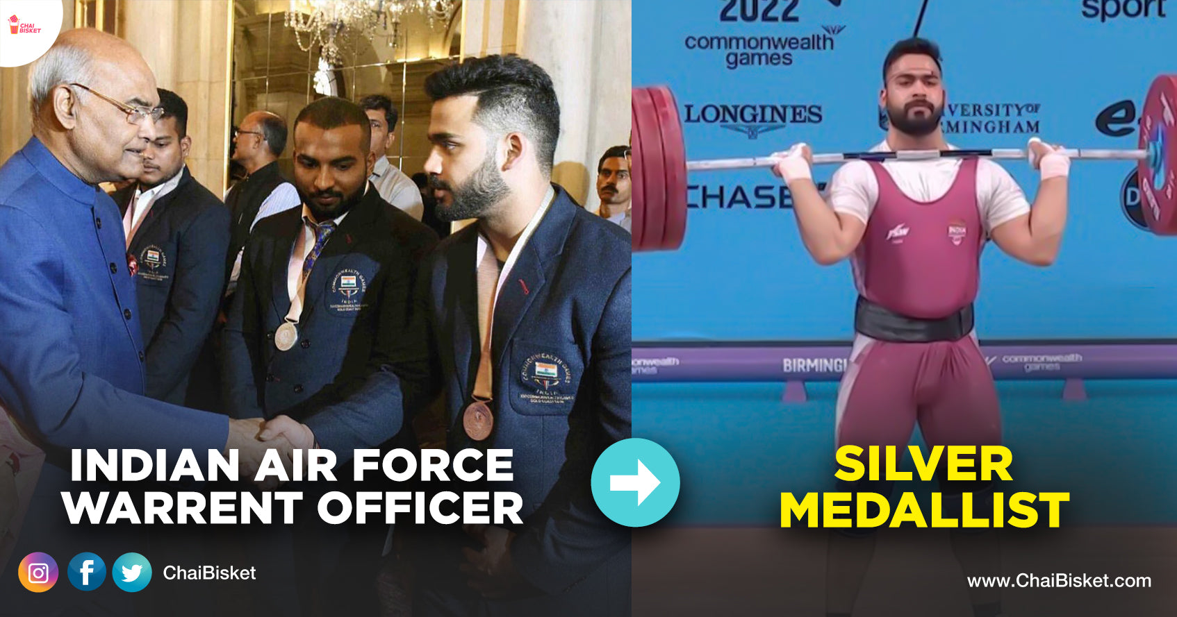 Meet Vikas Thakur, An Indian Air force Warrent Officer Who Lifted A Massive 346KG To Win A Silver Medal At CWG 2022